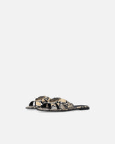 Leather slip-on sandals with python print and Love Birds logo - | Pinko