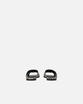 Leather slip-on sandals with python print and Love Birds logo - | Pinko