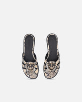 Leather slip-on sandals with python print and Love Birds logo - | Pinko