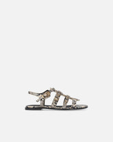 Sandales basses en cuir à embossage python et clous - | Pinko