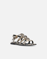 Sandales basses en cuir à embossage python et clous - | Pinko