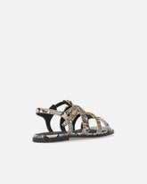Sandales basses en cuir à embossage python et clous - | Pinko