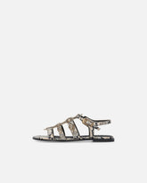 Sandales basses en cuir à embossage python et clous - | Pinko