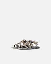 Sandales basses en cuir à embossage python et clous - | Pinko