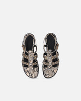 Sandales basses en cuir à embossage python et clous - | Pinko