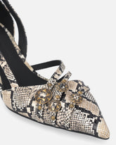 Pumps with python print and jewel studs - | Pinko