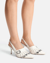 Skórzane buty slingback z rymarskimi detalami - | Pinko