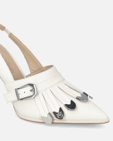 Skórzane buty slingback z rymarskimi detalami - | Pinko