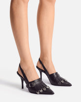 Skórzane buty slingback z rymarskimi detalami - | Pinko