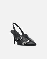 Skórzane buty slingback z rymarskimi detalami - | Pinko