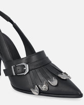 Skórzane buty slingback z rymarskimi detalami - | Pinko