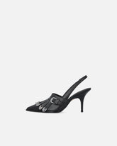 Skórzane buty slingback z rymarskimi detalami - | Pinko