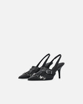 Skórzane buty slingback z rymarskimi detalami - | Pinko