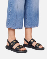 Padded nappa leather sandals with metallic details - | Pinko