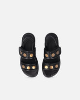 Padded nappa leather sandals with metallic details - | Pinko