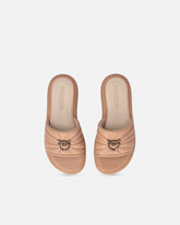 Ciabatte in nappa trapuntata con logo Love Birds - | Pinko