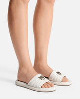 Perforated nappa leather slip-on sandals with Love Birds logo - | Pinko