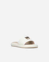 Perforated nappa leather slip-on sandals with Love Birds logo - | Pinko