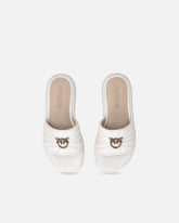 Ciabatte in nappa trapuntata con logo Love Birds - | Pinko