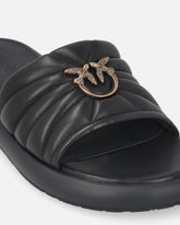 Ciabatte in nappa trapuntata con logo Love Birds - | Pinko
