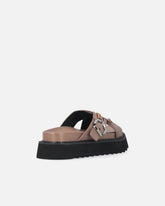 Sandali slide in nappa intrecciata con anelli metallici - | Pinko