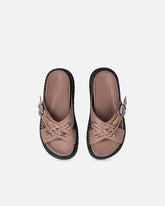 Sandali slide in nappa intrecciata con anelli metallici - | Pinko