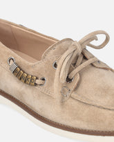 Mocassins en daim avec applications bijou - | Pinko