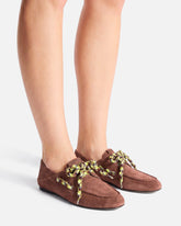 Mocassini in suede con lacci multicolor - | Pinko
