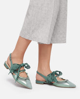 Slingback ballerinas with ties - | Pinko