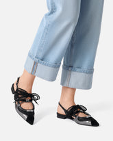 Slingback ballerinas with ties - | Pinko