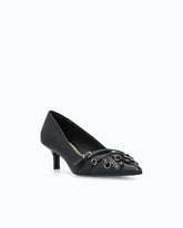 Leather pumps with straps and fringing - | Pinko
