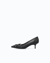 Leather pumps with straps and fringing - | Pinko