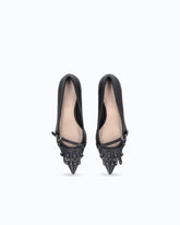 Leather pumps with straps and fringing - | Pinko