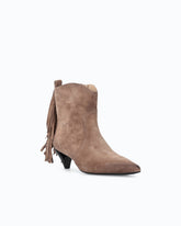 Suede ankle boots with heel and fringing - | Pinko