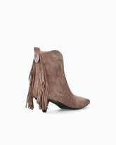 Suede ankle boots with heel and fringing - | Pinko