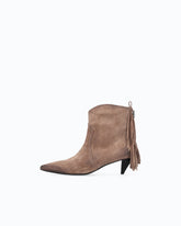 Suede ankle boots with heel and fringing - | Pinko