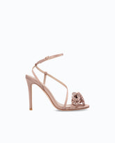 Sandalo in satin con tacco a spillo e fiocco di strass - | Pinko