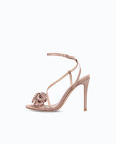 Sandalo in satin con tacco a spillo e fiocco di strass - | Pinko