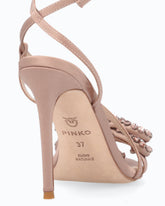 Sandalo in satin con tacco a spillo e fiocco di strass - | Pinko