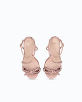 Sandalo in satin con tacco a spillo e fiocco di strass - | Pinko