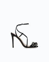 Sandalo in satin con tacco a spillo e fiocco di strass - | Pinko