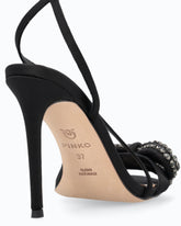 Sandalo in satin con tacco a spillo e fiocco di strass - | Pinko