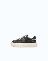 High-soled flatform sneakers with metal logo - | Pinko