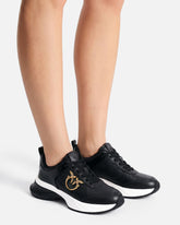 Ariel leather-effect sneakers with mirror detailing - | Pinko