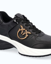Ariel leather-effect sneakers with mirror detailing - | Pinko