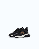 Ariel leather-effect sneakers with mirror detailing - | Pinko
