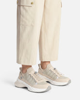 Knitted sneakers with laces and cord lock - | Pinko