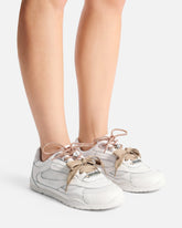 Sneakers with double laces, crystal and charms - | Pinko