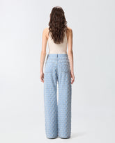 Jeans wide leg con disegno rombi e strass -  | Pinko