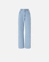 Jeans wide leg con disegno rombi e strass -  | Pinko